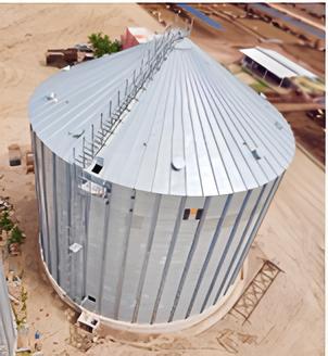 All our flat-bottom silos with corrugated walls are designed for storing various types of grains and/or granular bulk products. The CERES series silos, ranging in diameter from 3 meters to 32 meters and capacities from 30 m3 to 26,000 m3, ensure safe storage of different bulk materials even over extended periods. The corrugated steel sheets of the silo body are made from pre-galvanized coil steel supplied by certified suppliers under our company's quality control system. We use high-strength steel grade S450 + Z600 according to EN-10346 standards for manufacturing.   The corrugation profile pitch is 106 mm with a depth of 13 mm, a working panel height of 1166 mm, and a useful length of 3140 mm. The thickness of the wall panels ranges from 0.8 mm to 3.5 mm. If calculations require increased thickness, combinations of different thicknesses will be used to achieve the required strength.   Galvanized stiffening ribs, attached to the silo wall, transfer vertical loads from the grain and the silo itself to the foundation.