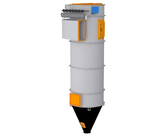 The inlet channel guides flow along the filter housing, initiating a swirling motion that separates particles. Larger particles settle into the collection cone, while finer dust moves to the filter elements. Cleaned air enters the purified air chamber, while dust collects on the sleeves. Automated pneumatic pulses cleanse the sleeves based on timing or pressure drop.