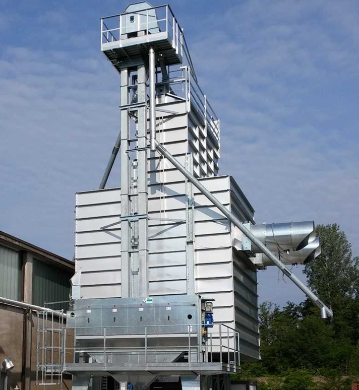 In AR dryers, once the machine has been completely filled, the product is recirculated within the dryer via a bucket elevator.