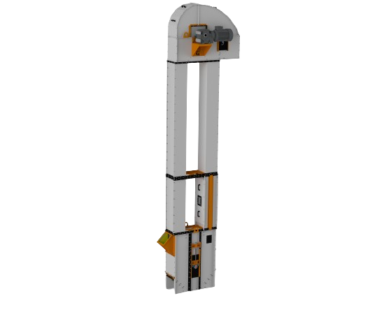 The continuous bucket-type belt elevator, featuring a belt with attached buckets as its working mechanism, efficiently transports bulk cargoes vertically. It guarantees safety transportation and minimal damage during the movement of grain crops. The loading boot efficiently receives bulk material, which is then scooped up by buckets and raised along the working box. Centrifugal unloading of buckets occurs in the elevator head. With their low energy consumption, bucket elevators stand out as the optimal choice for vertical transportation needs.