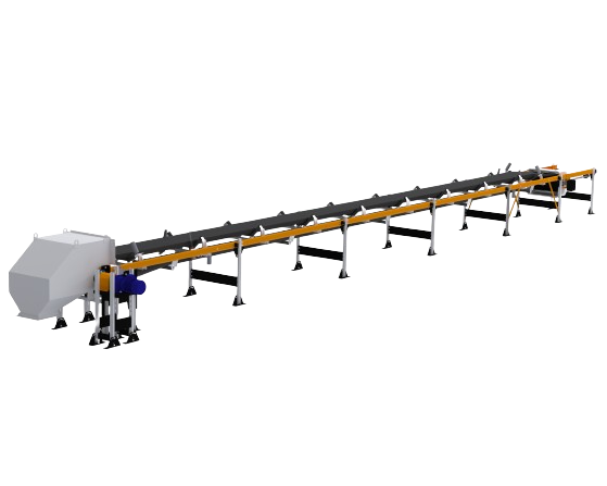 The continuous belt conveyor, featuring a belt as its working body, smoothly transports bulk cargo. It ensures safety transportation and minimal damage during the movement of grain crops. The conveyor operates horizontally, at a -10° to +30° inclined position, and in a horizontal-inclined combination. Bulk material is efficiently guided into a bulk chute with a flow former and transported to the unloading point. Comprising a drive unit, tensioning unit, and conveyor sections with supporting rollers, it is designed for reliable performance.