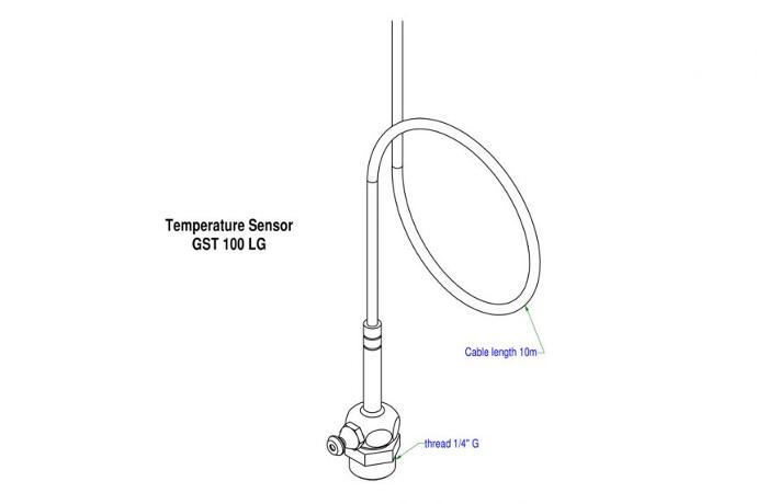 The VIGITHERM GST 100 LG, a PT 100 Class B ATEX Certified bearing temperature sensor tailored for ATEX Zone 21 dust environments. To ensure safe operation in ATEX zones, these devices must be connected through an intrinsic safety barrier. Equipped with PT100 sensors, they necessitate connection to a suitable signal conditioning device. With a ¼ inch grease fitting adapter and a 10-meter Teflon-coated, braided cable, these sensors can withstand temperatures up to +250°C. The VIGITHERM GST 100 LG can be connected directly to a central control area or to the hazard monitor M-JET+.