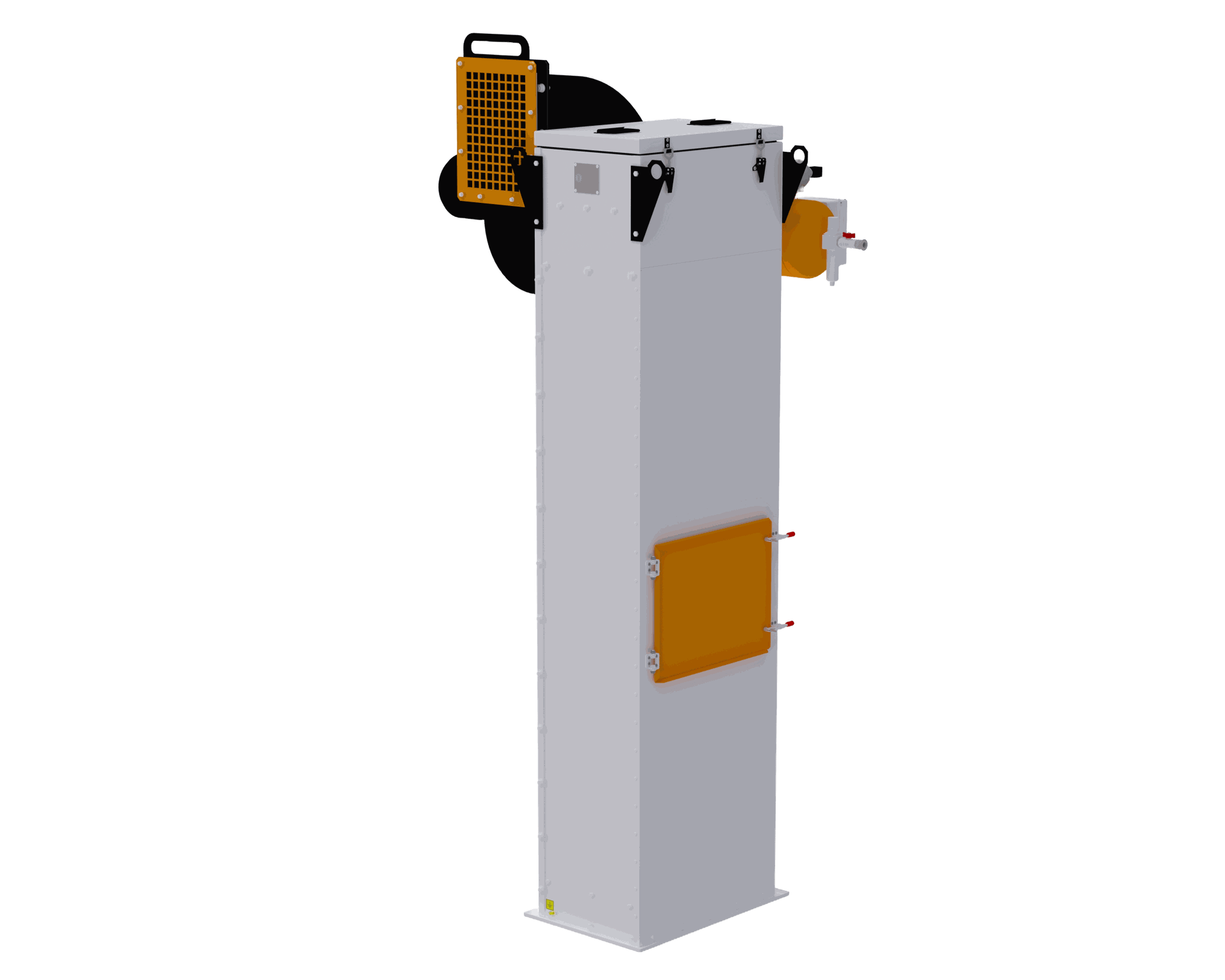 During equipment operation, dusty air enters our filter's chamber. Dust particles, both large and fine, settle on the filter elements. Purified air then flows into a separate chamber and is released into the atmosphere via an exhaust fan. Our regeneration system ensures accumulated dust on the filter elements is reintegrated into the product, maintaining efficiency.