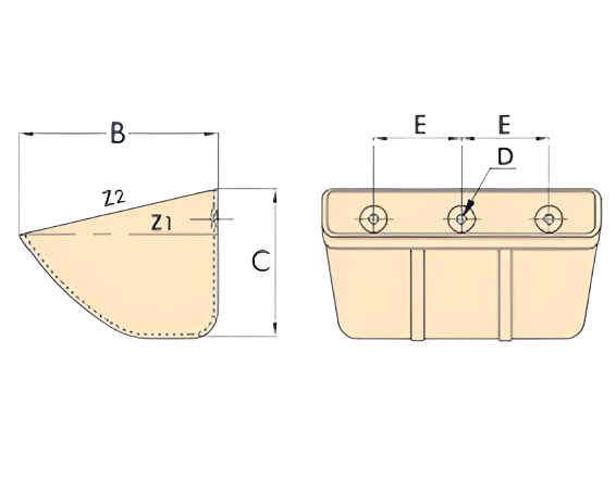 PATENTED SHAPE OF BUCKET: The buckets do not have sharp corners or bends; there is no sticking of products, which contributes to high-quality processing of bulk products.  INCREASING OF ELEVATOR PRODUCTIVITY: Thanks to improved processing performance of bulk products, the metal capacity of the elevator is reduced by 30%, which decreases the load on the drive system.  HIGH WEAR RESISTANCE: The long service life of the buckets allows enterprises to save money on replacing buckets during production activities.