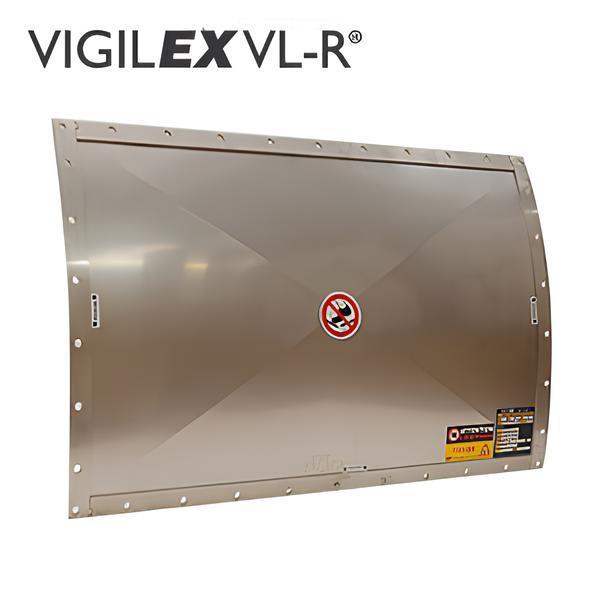 VIGILEX VL-R  1000×2000 is a custom-curved explosion vent panel designed to meet client requirements, providing low-pressure protection (up to 50% burst pressure) with high mechanical strength, a built-in flange, and effective dust-sealing through a broad gasket.VIGILEX VL-R   FLAT, CURVED EXPLOSION VENT PANEL  VIGILEX VL-R, customized to fit specific requirements, offers high mechanical durability and ideal dust protection. Checked for proper burst pressure, it ensures safety standards are met, with a standard burst pressure of 0.1 bar (max. 0.5 bar) at 22º C.  Utilized in industries such as:  Chemical processing;  Food processing; Pharmaceuticals; Woodworking and sawmills; Metalworking; Oil and gas; Mining; Power generation.